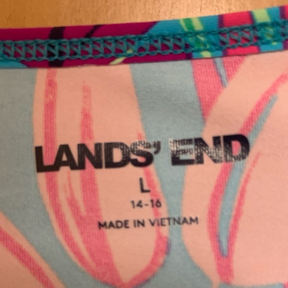 Lands End Womens Floral Tropical Long Sleeve Swim Sun Rashguard Shirt Sz LARGE - Picture 6 of 8